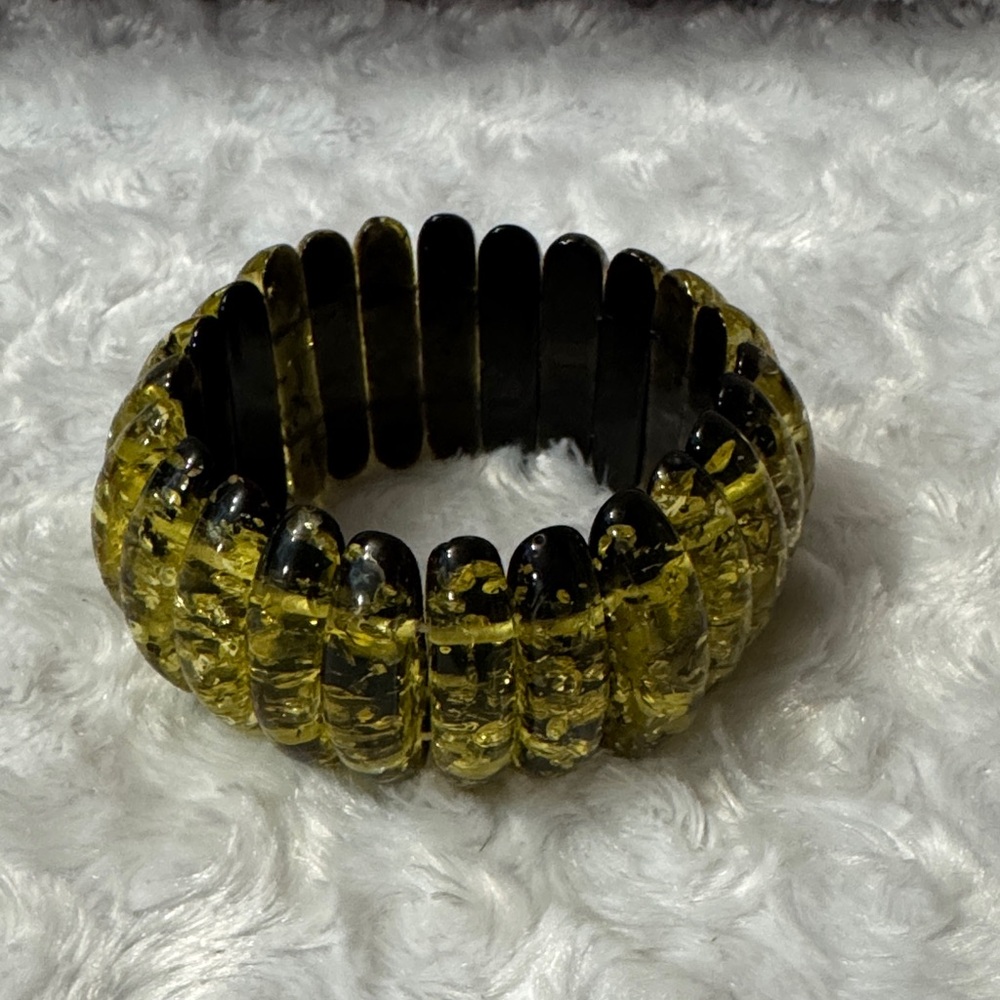 Yellow and Black Stretch Bracelet